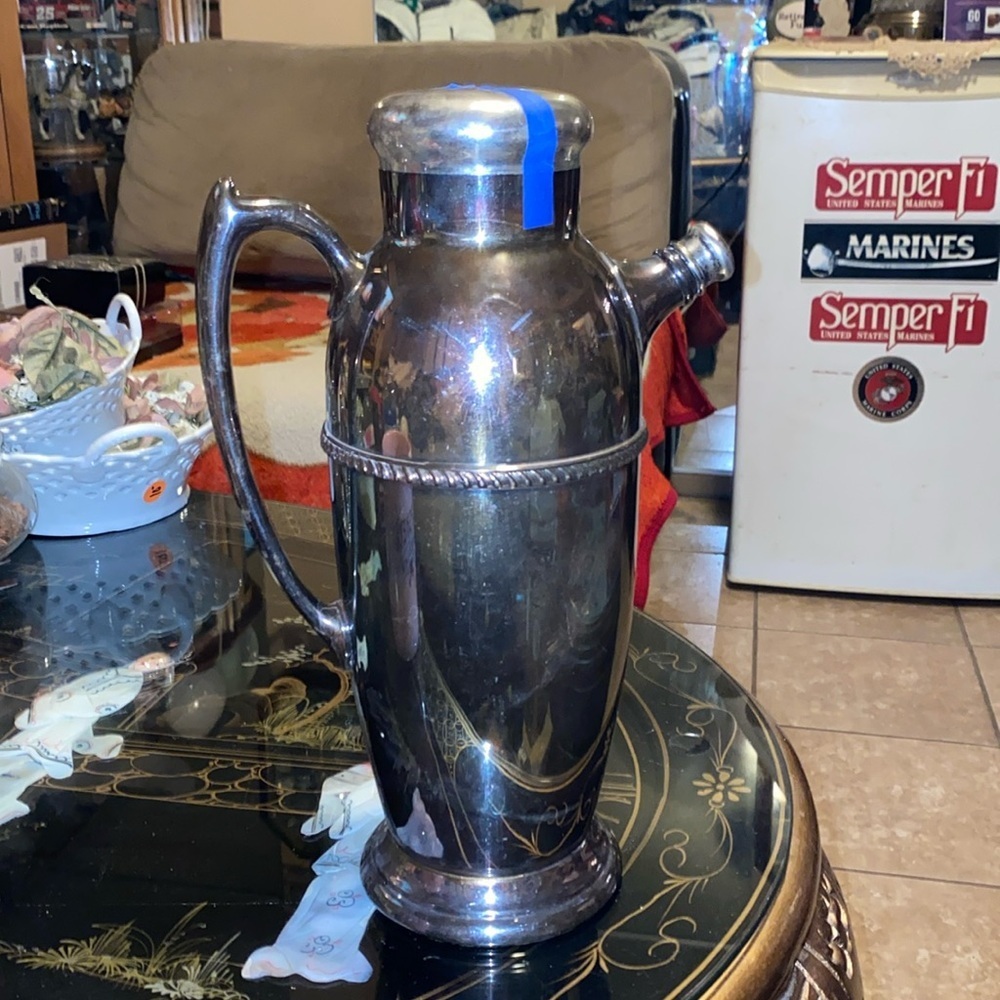Vintage Poole Silver Co Silver Plated Cocktail Martini Shaker Pitcher